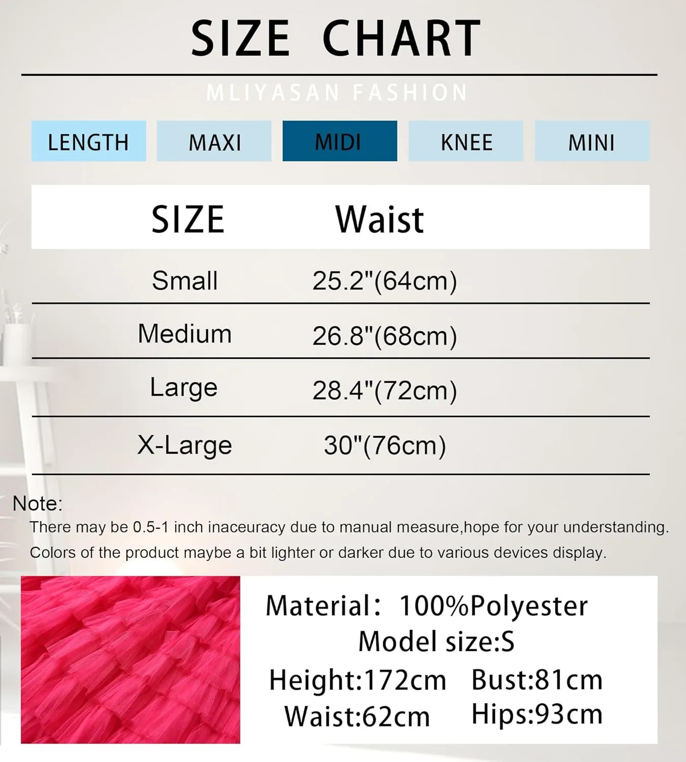 Women’s Layered Ruffles Tulle Skirt Pleated High Waist Fluffy Maxi Skirt Fairy Cake Dress Long Tutu Party Skirt