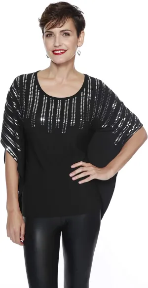 Womens Lightweight Sequin Top Sequin Poncho for Women Dressy Ladies Sparkly Tops