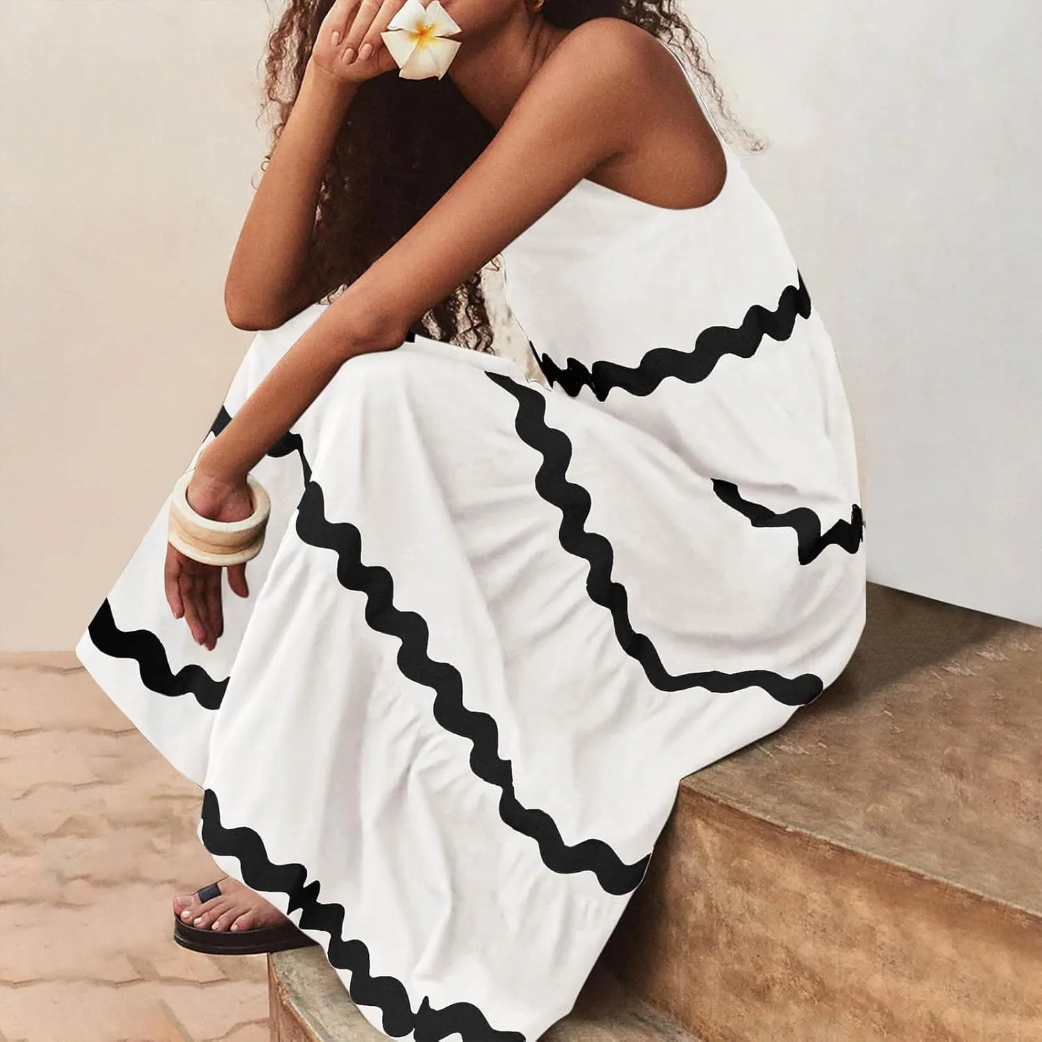 Womens Maxi Dresses 2024 Casual Sleeveless Stripe Summer Dresses Sexy Slip Dress Trendy Summer Beach Vacation Outfits