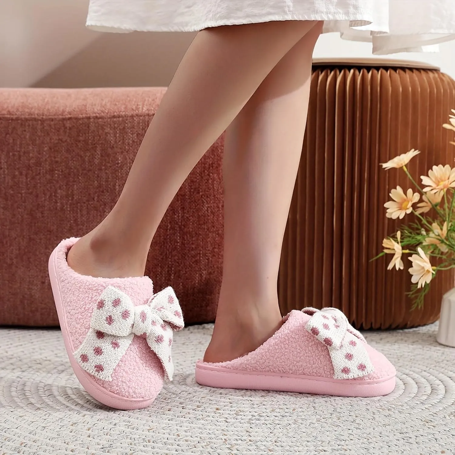 Women's Men's Fuzzy Memory Foam Slippers Fluffy Warm Comfort Light Weight Indoor Outdoor House Couple Shoes
