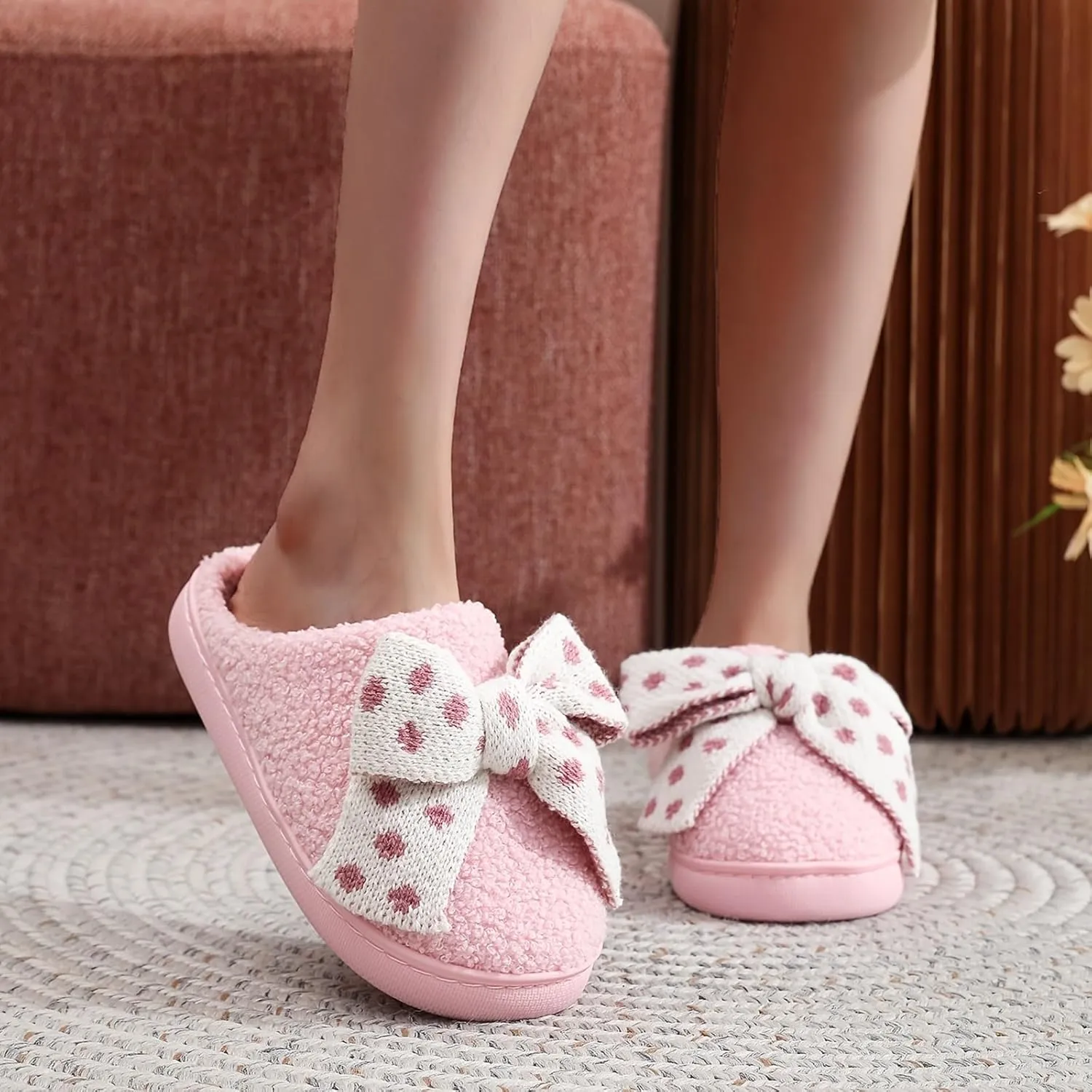 Women's Men's Fuzzy Memory Foam Slippers Fluffy Warm Comfort Light Weight Indoor Outdoor House Couple Shoes