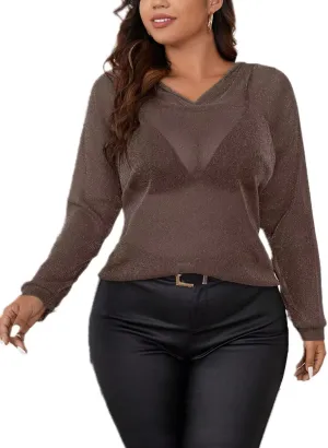 Women's Plus Size Sheer Tops for Women, See-Through Lightweight Design, Suitable for Party and Dinner wear
