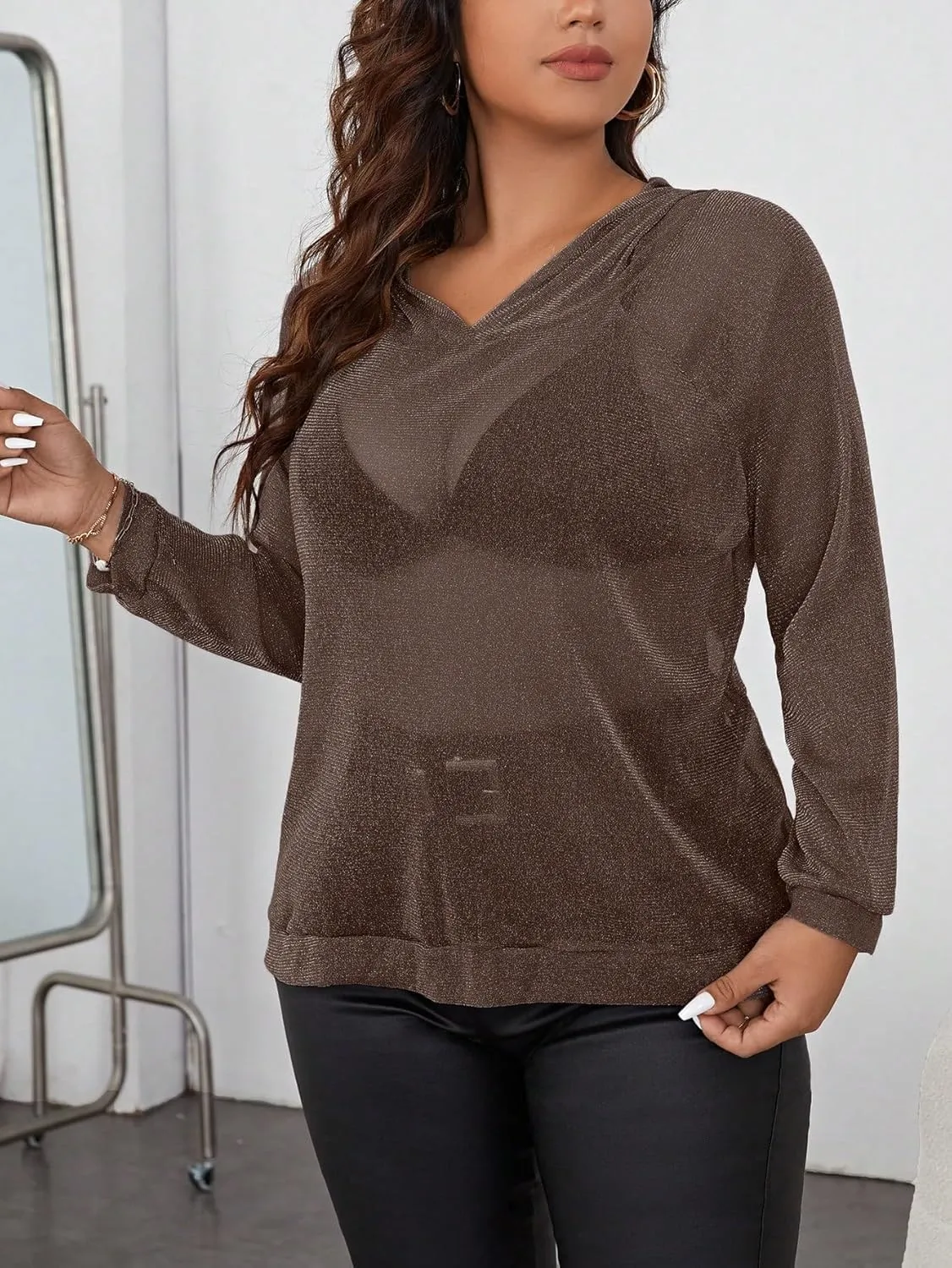 Women's Plus Size Sheer Tops for Women, See-Through Lightweight Design, Suitable for Party and Dinner wear