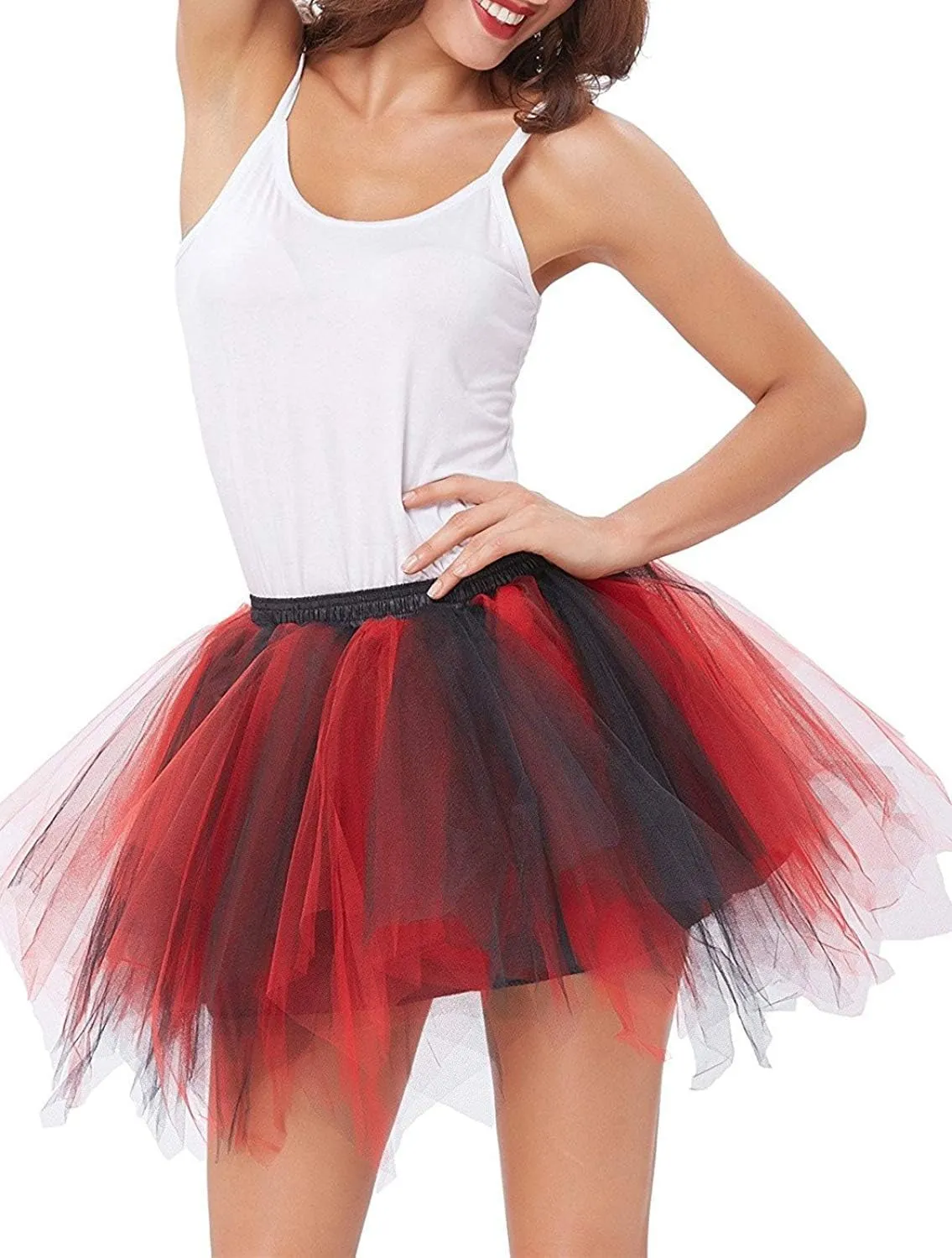 Womens Rainbow Puffy Tutu Layered Tulle Petticoat Skirt for Party