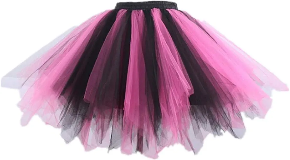 Womens Rainbow Puffy Tutu Layered Tulle Petticoat Skirt for Party