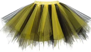 Womens Rainbow Puffy Tutu Layered Tulle Petticoat Skirt for Party