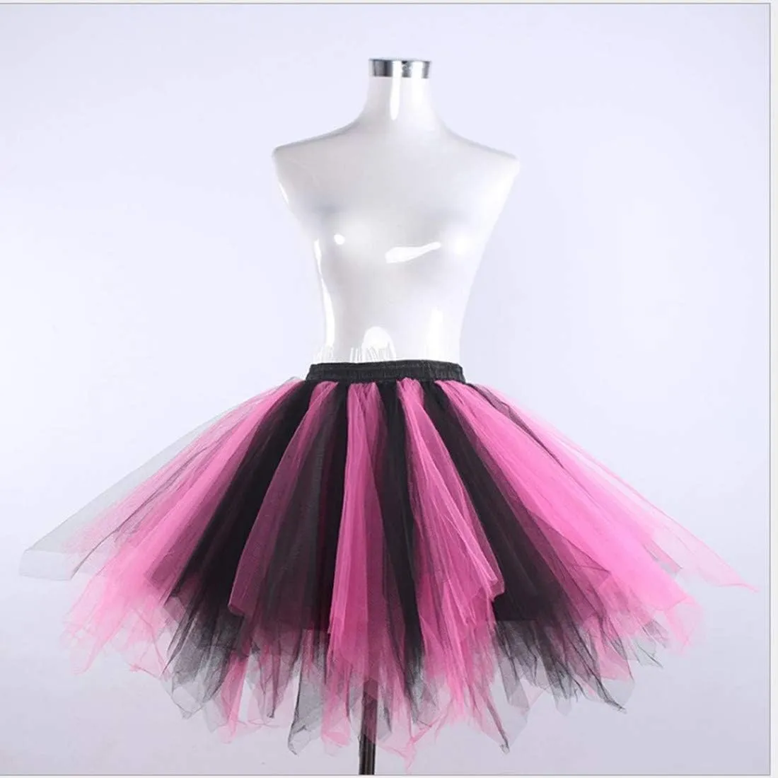 Womens Rainbow Puffy Tutu Layered Tulle Petticoat Skirt for Party