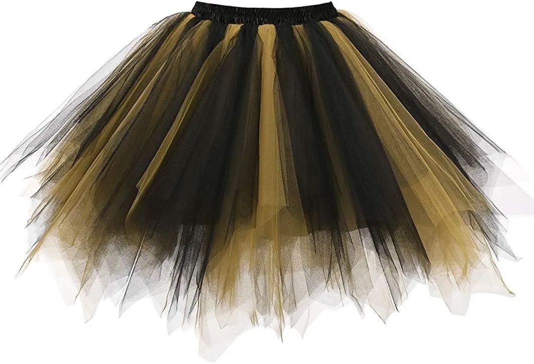 Womens Rainbow Puffy Tutu Layered Tulle Petticoat Skirt for Party