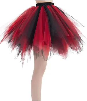 Womens Rainbow Puffy Tutu Layered Tulle Petticoat Skirt for Party