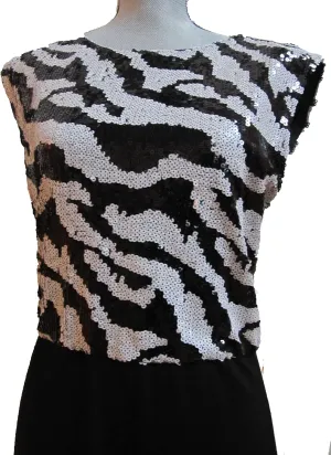 Womens Sequin Dress Size 6 Black/White
