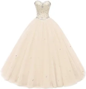 Women's Sweetheart Ball Gown Tulle Quinceanera Dresses Prom Dress
