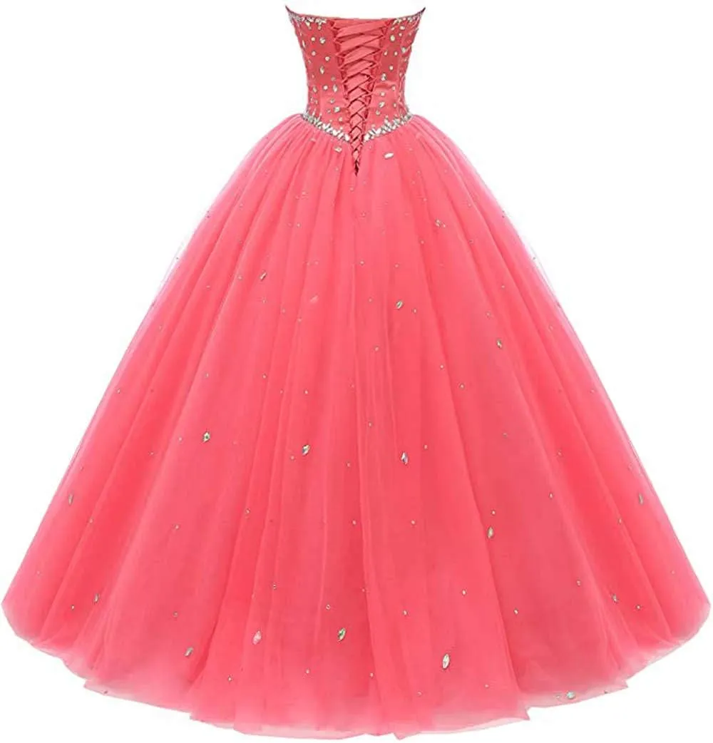 Women's Sweetheart Ball Gown Tulle Quinceanera Dresses Prom Dress