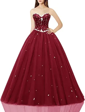 Women's Sweetheart Ball Gown Tulle Quinceanera Dresses Prom Dress