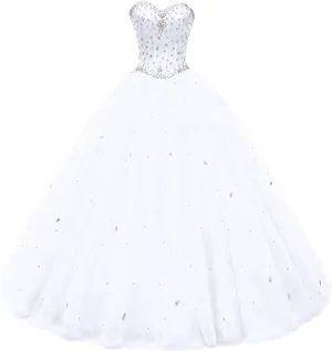 Women's Sweetheart Ball Gown Tulle Quinceanera Dresses Prom Dress