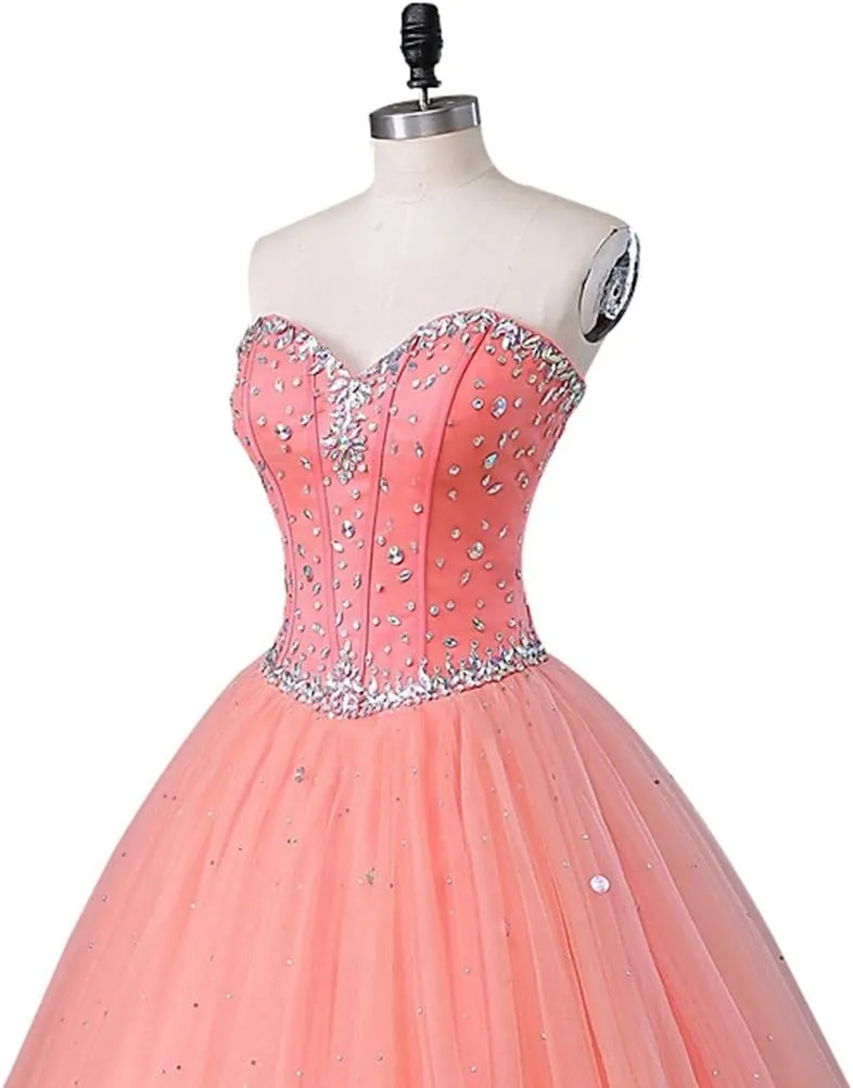 Women's Sweetheart Ball Gown Tulle Quinceanera Dresses Prom Dress