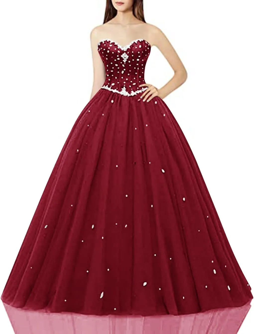 Women's Sweetheart Ball Gown Tulle Quinceanera Dresses Prom Dress