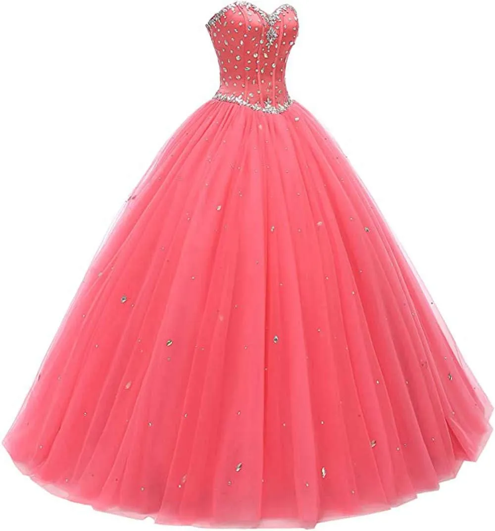 Women's Sweetheart Ball Gown Tulle Quinceanera Dresses Prom Dress