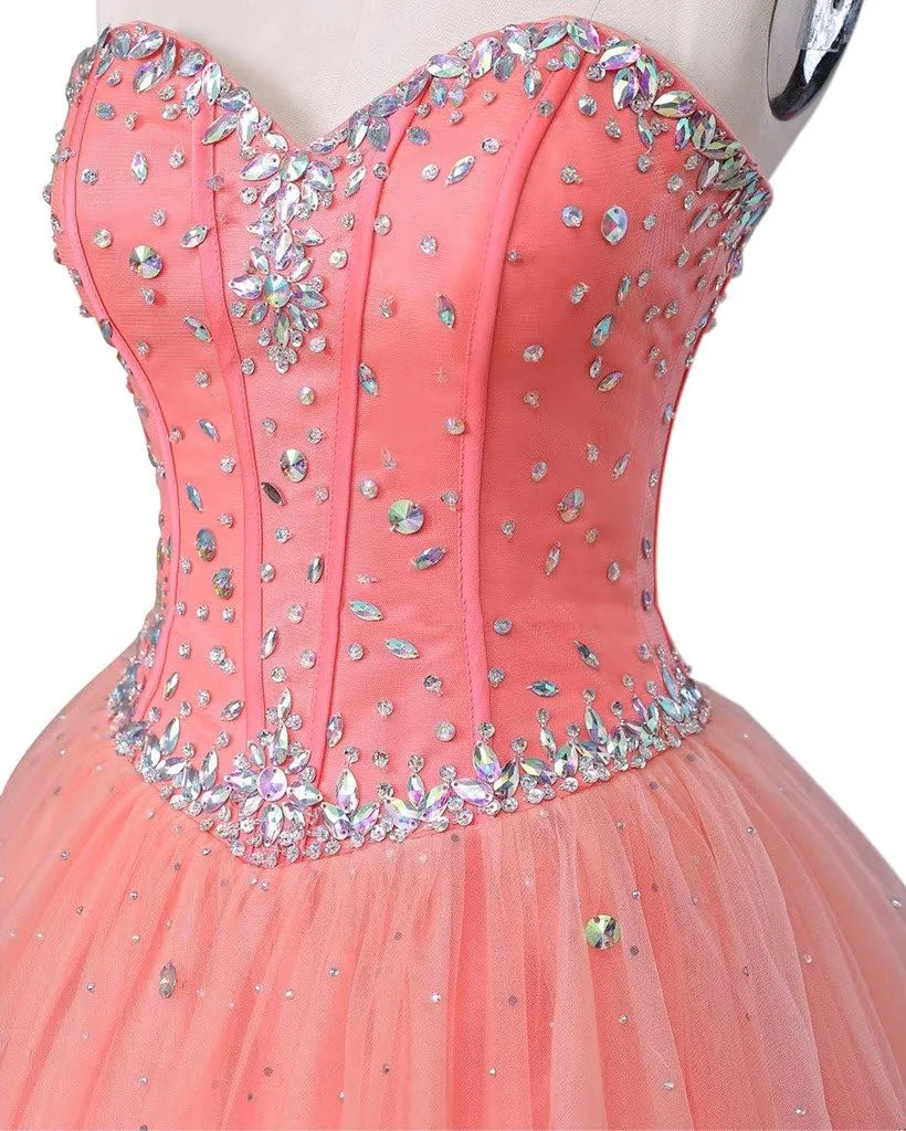 Women's Sweetheart Ball Gown Tulle Quinceanera Dresses Prom Dress