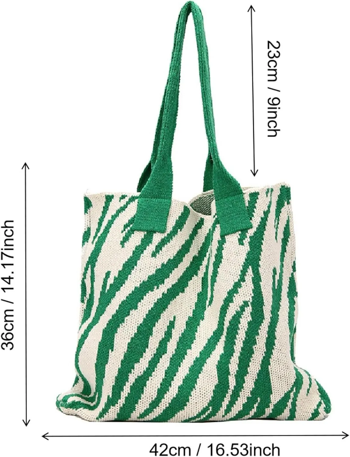 Women's Zebra-Stripe Knitted Tote Bag, Large Capacity Shoulder Bag, Trendy Zebra Print Woven Handbag