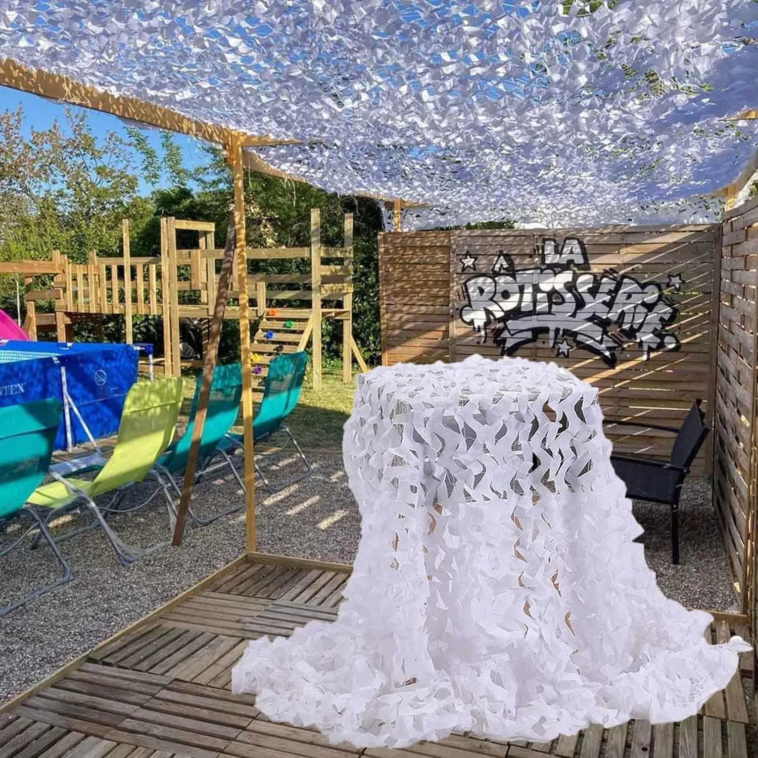 Woodland Camo Netting,Camouflage Net Outdoor,Sunblock Mesh Tarp,Quick Dry/Reinforce Double Layer,for Camping Hunting,Car Covers,Building Shelters,Sunscreen Nets,2x8m(7 * 26ft)
