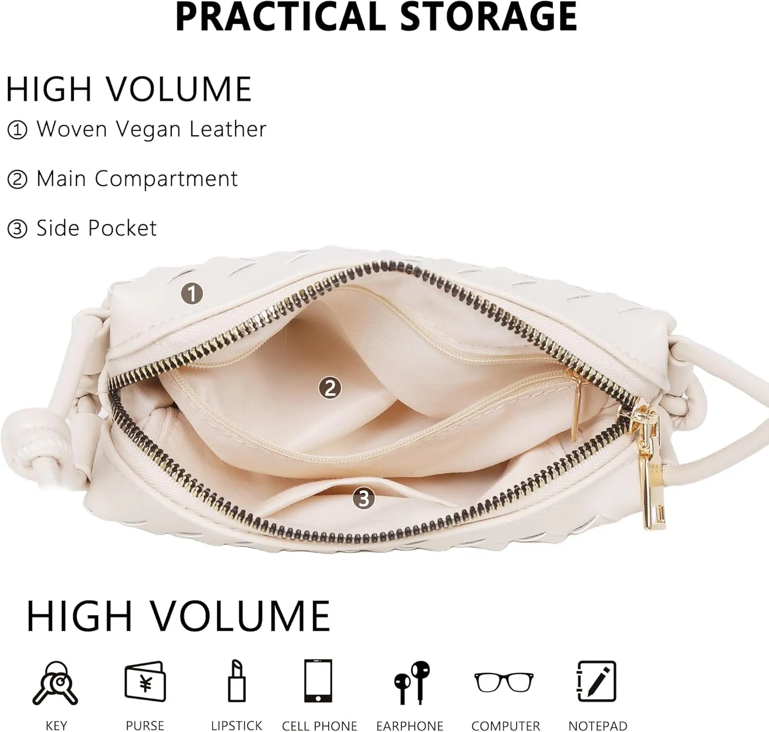 Woven Crossbody Bags for Women,Handwoven Small Purses for Women,Vegan Leather Handbag Trendy Shoulder Bag