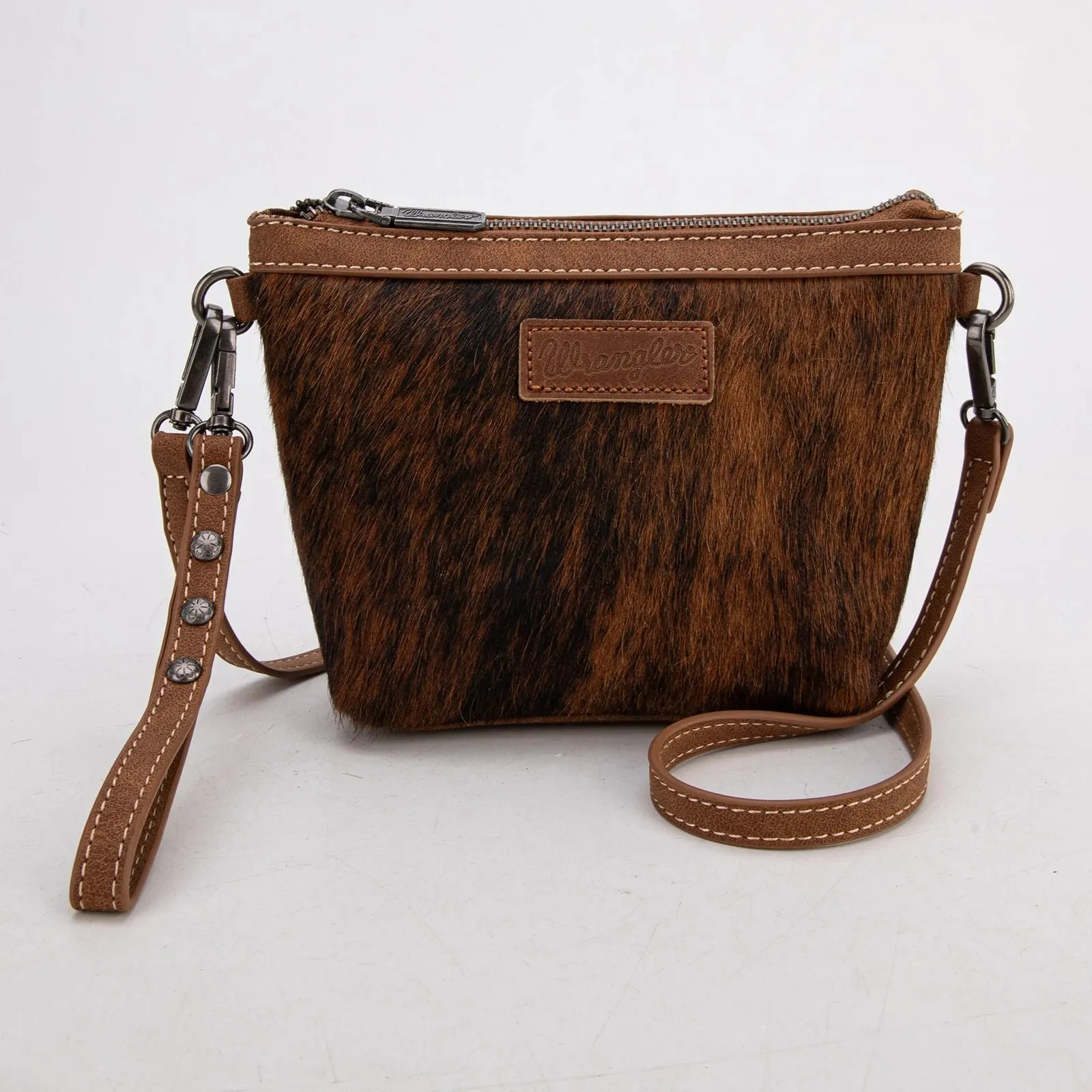 Wrangler Genuine Floral Tooled Hair-On Cowhide Crossbody