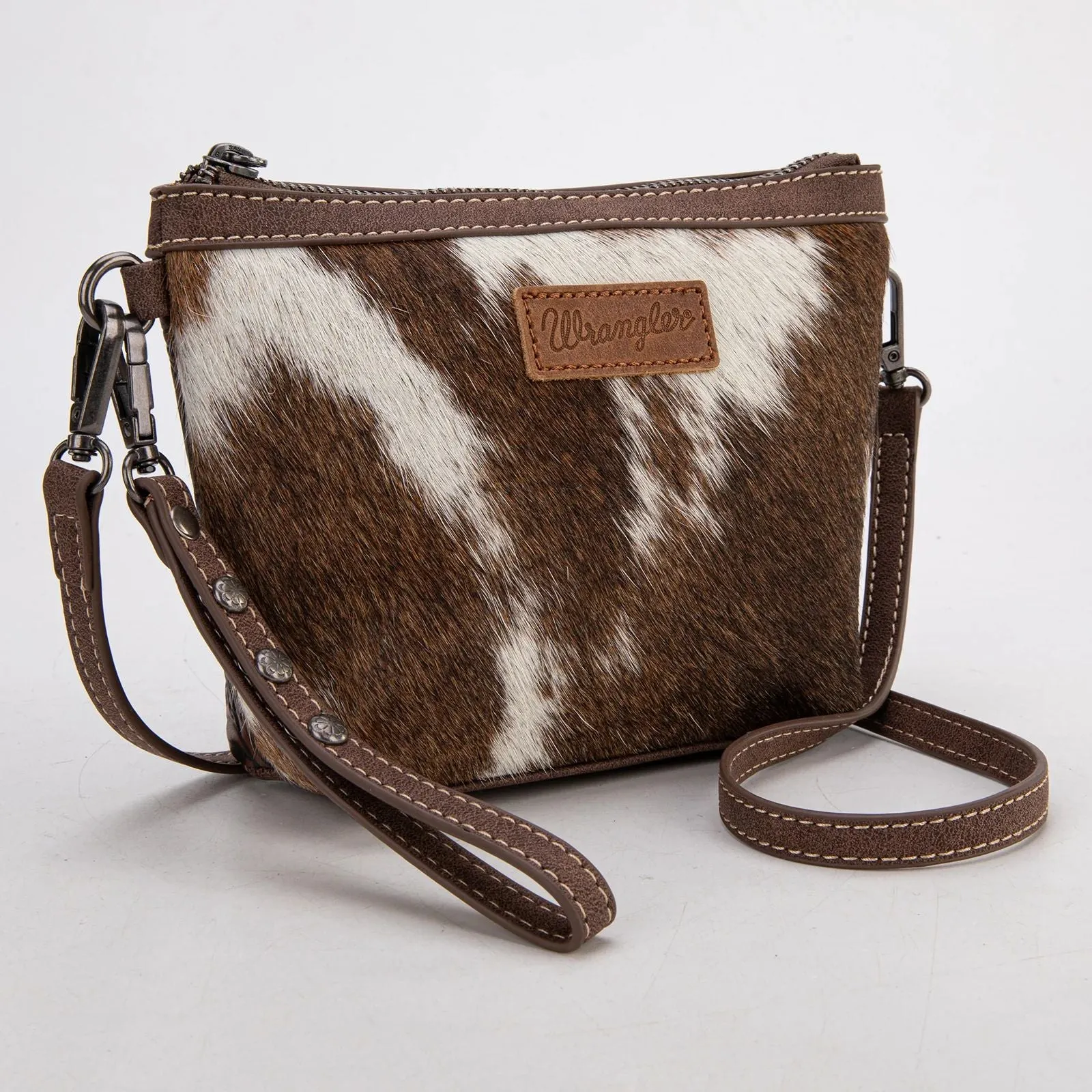 Wrangler Genuine Floral Tooled Hair-On Cowhide Crossbody