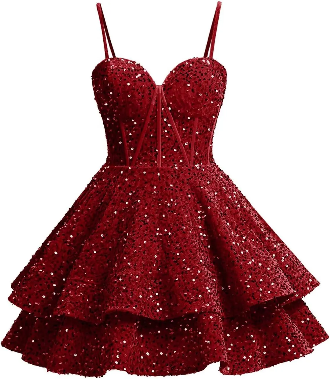 Xijun Sequin Homecoming Dresses Short Tiered Teens Sparkly HOCO Dress Backless Prom Party Cocktail Gowns