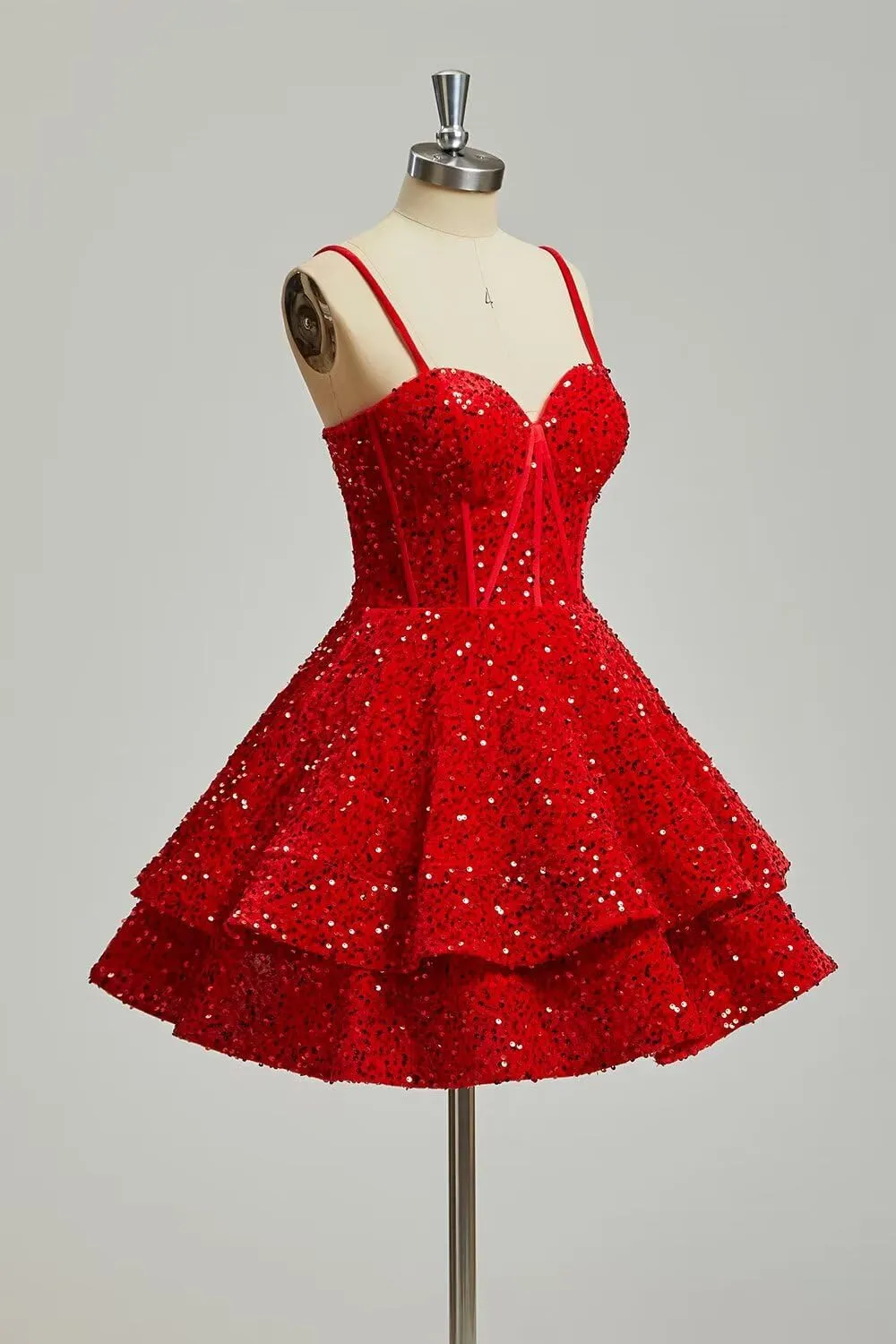 Xijun Sequin Homecoming Dresses Short Tiered Teens Sparkly HOCO Dress Backless Prom Party Cocktail Gowns
