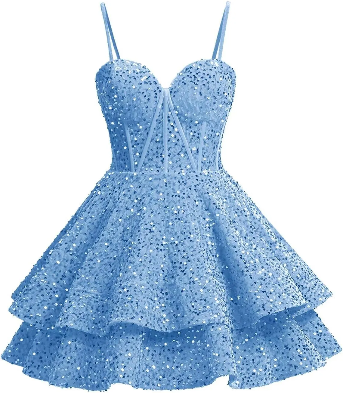 Xijun Sequin Homecoming Dresses Short Tiered Teens Sparkly HOCO Dress Backless Prom Party Cocktail Gowns