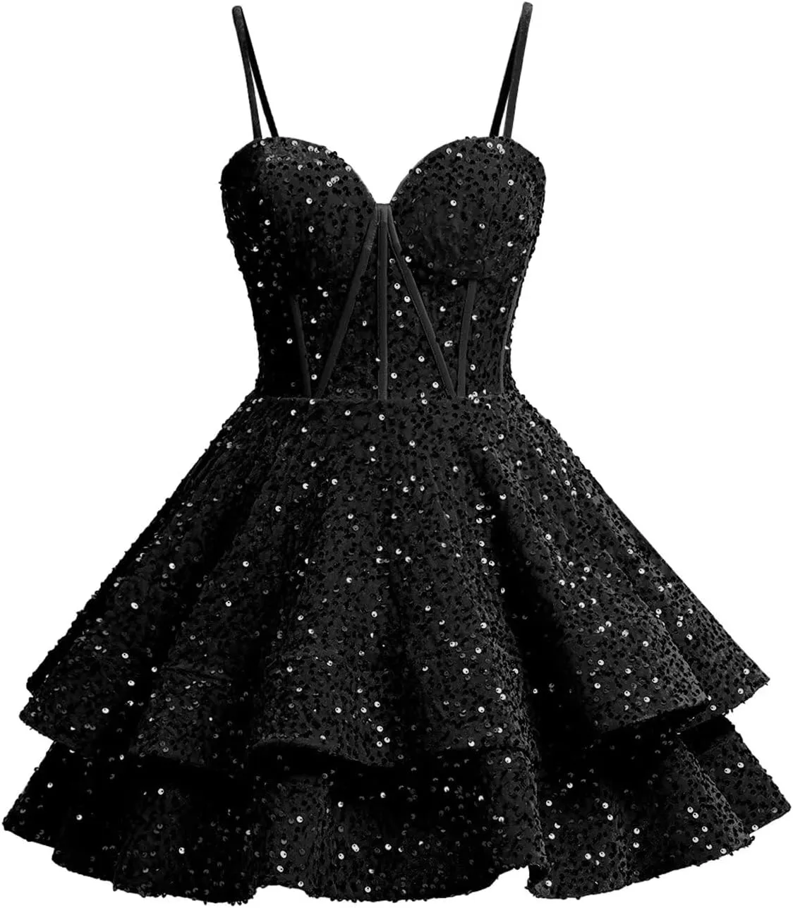 Xijun Sequin Homecoming Dresses Short Tiered Teens Sparkly HOCO Dress Backless Prom Party Cocktail Gowns