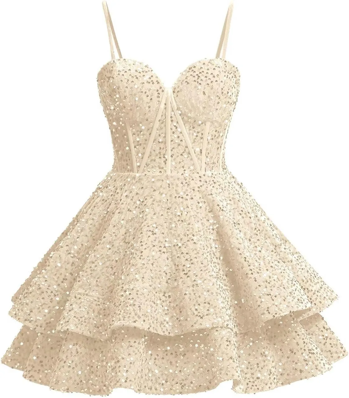 Xijun Sequin Homecoming Dresses Short Tiered Teens Sparkly HOCO Dress Backless Prom Party Cocktail Gowns