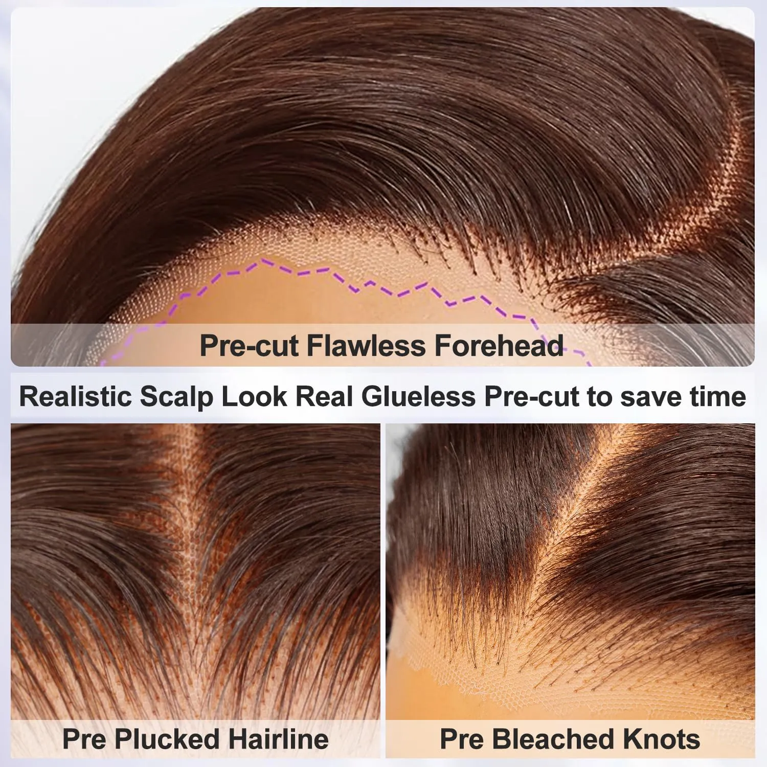 XZZ Chocolate Brown Wear and Go Glueless Wigs Human Hair Pre Plucked Pre Cut 12 Inch 7x5 Brown Bob Wig Human Hair Glueless HD Lace Closure Wig Short Bob Wig Bleached Knots 220% Density for Women