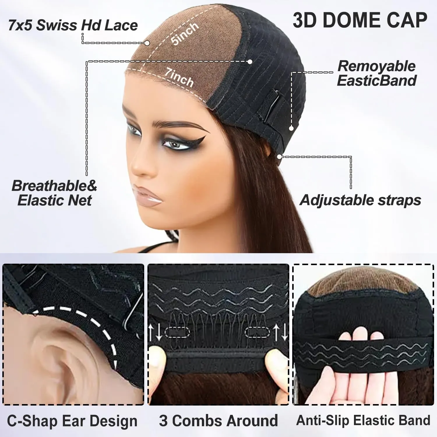XZZ Chocolate Brown Wear and Go Glueless Wigs Human Hair Pre Plucked Pre Cut 12 Inch 7x5 Brown Bob Wig Human Hair Glueless HD Lace Closure Wig Short Bob Wig Bleached Knots 220% Density for Women