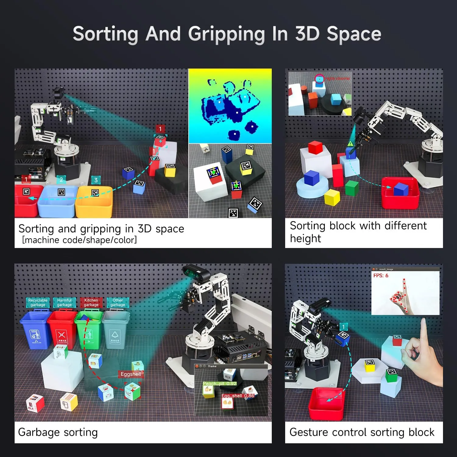 Yahboom Jetson Orin NX Super Robotic Arm 3D Depth Camera Visual Recognition AI Intelligent ROS Robot Python Ubuntu(Sta-OrinNX 8GB Super)