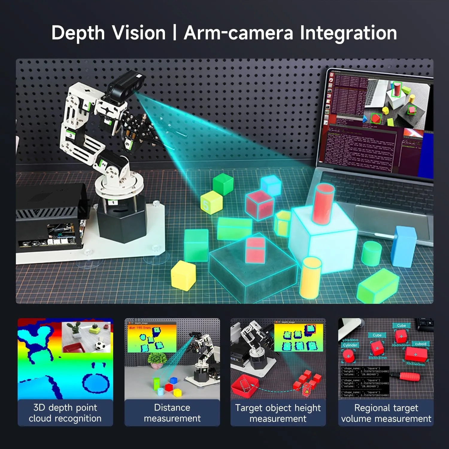 Yahboom Jetson Orin NX Super Robotic Arm 3D Depth Camera Visual Recognition AI Intelligent ROS Robot Python Ubuntu(Sta-OrinNX 8GB Super)