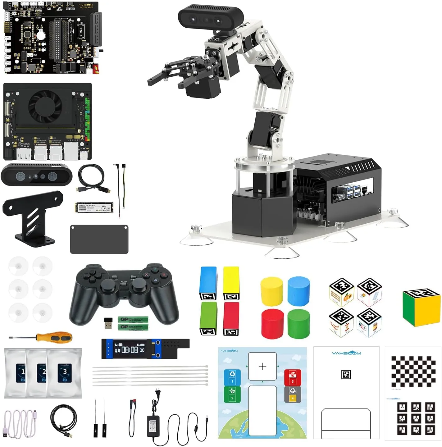 Yahboom Jetson Orin NX Super Robotic Arm 3D Depth Camera Visual Recognition AI Intelligent ROS Robot Python Ubuntu(Sta-OrinNX 8GB Super)
