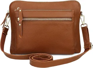YALUXE Women's Genuine Leather Crossbody Bag Shoulder Handbag Satchel Purse Large Capacity with 4 Zip Pockets
