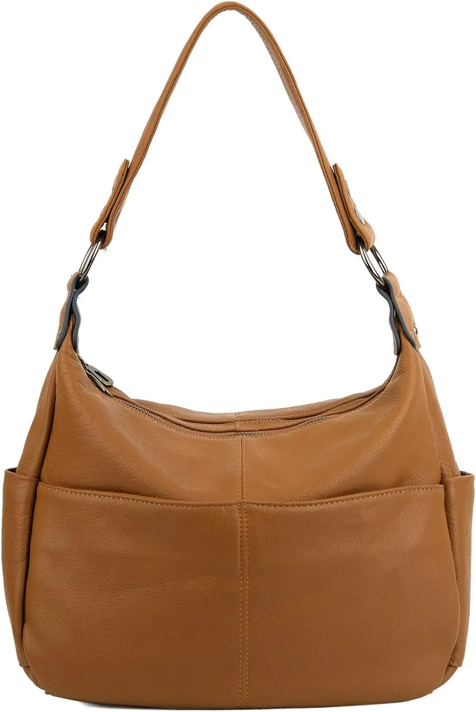 YALUXE Women's Genuine Leather Shoulder Bags Hobo Handbags Purses with Double Zipper Pockets and Crossbody Strap