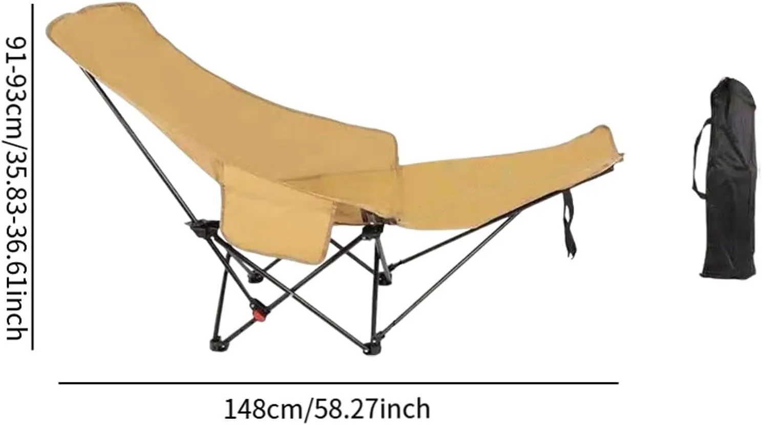 Yiju Folding Lounge Chair Recliner Stable Portable Heavy Duty Reclining Chair Lounger for Beach Garden Backpacking Travel Fishing, Khaki