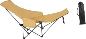 Yiju Folding Lounge Chair Recliner Stable Portable Heavy Duty Reclining Chair Lounger for Beach Garden Backpacking Travel Fishing, Khaki