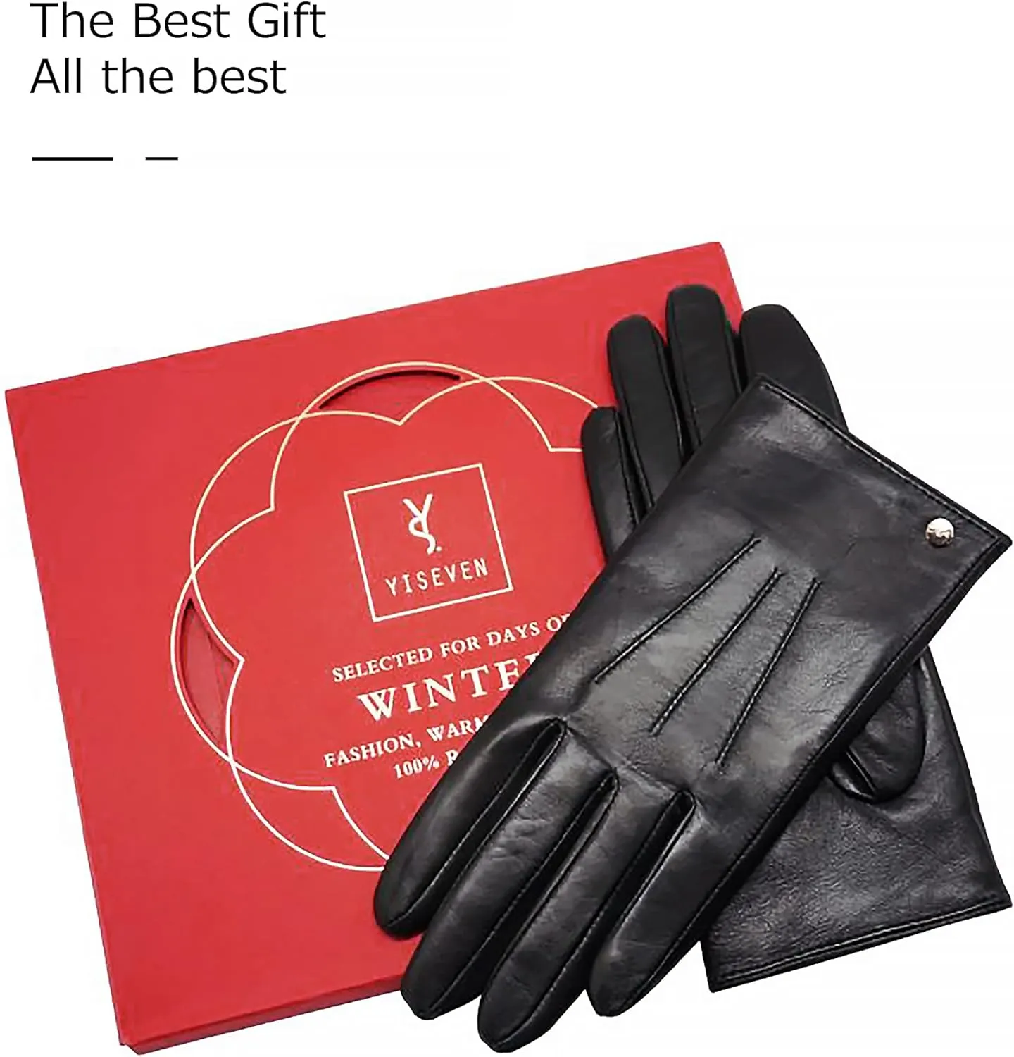 YISEVEN Women's Winter Genuine Leather Gloves Touchscreen Three Points