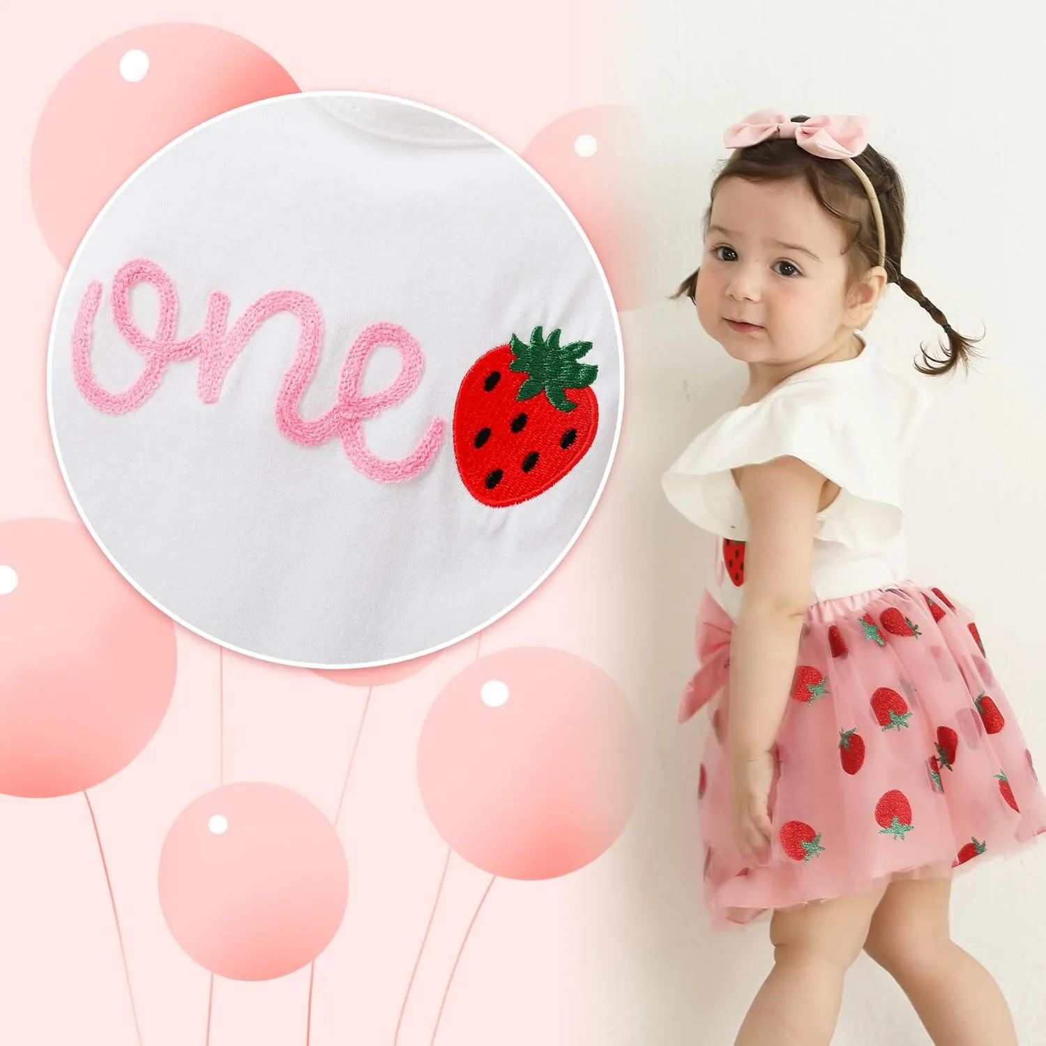YOUNGER TREE Baby Girl 1st Birthday Outfits One Year Old Clothes Romper Tutu Cake Smash Skirt with Headband Baby Girl Gifts