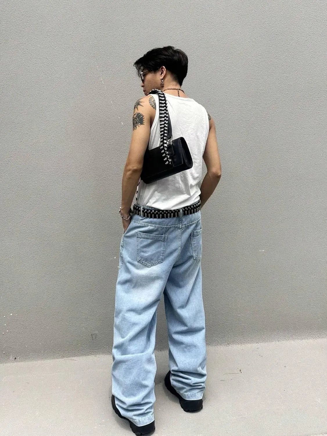 ZAFUL Men‘s Baggy Jeans Low Waist Hip Hop Skater Y2k Denim Pants Vintage Streetwear Trouser