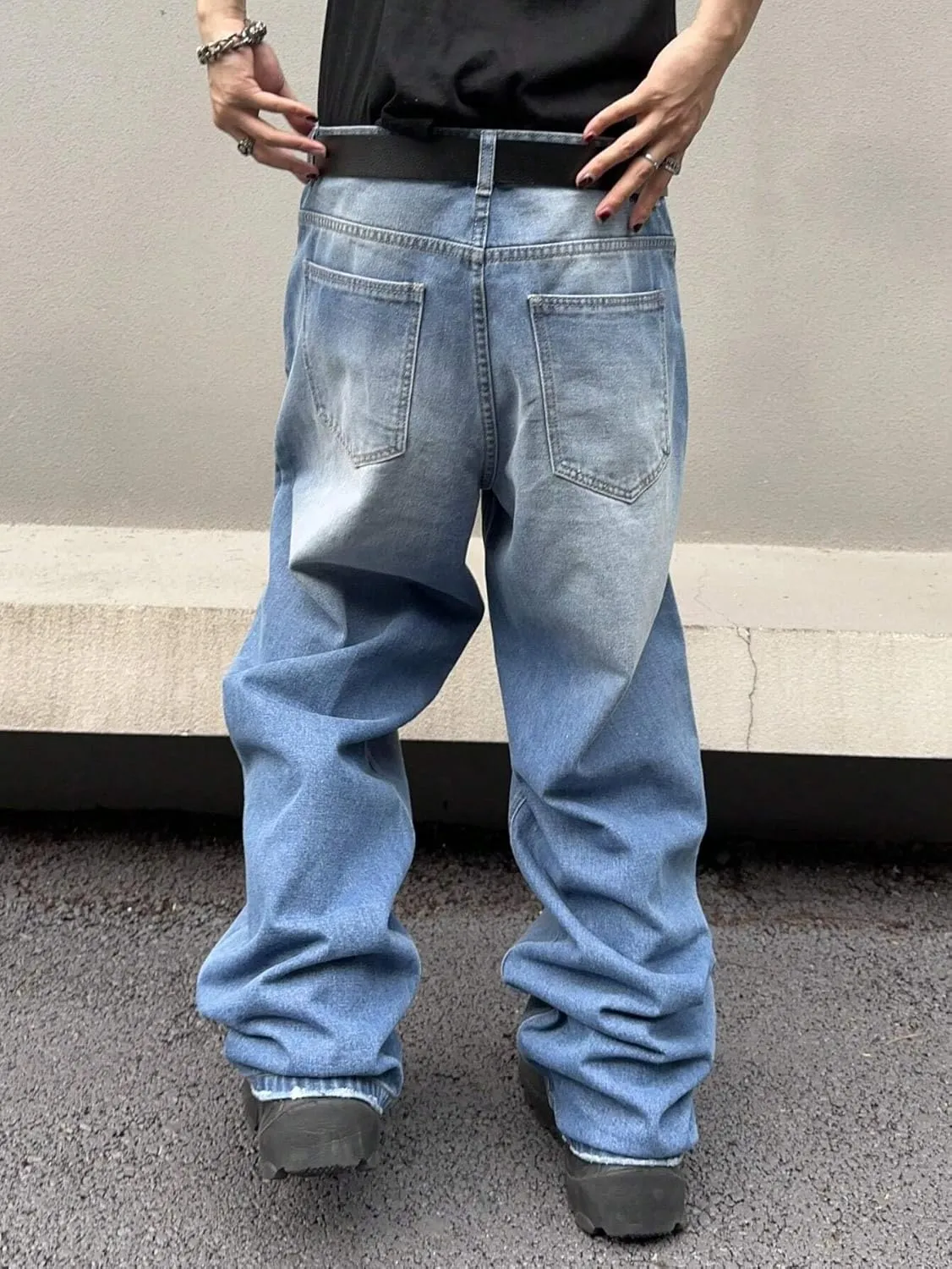 ZAFUL Men‘s Baggy Jeans Low Waist Hip Hop Skater Y2k Denim Pants Vintage Streetwear Trouser