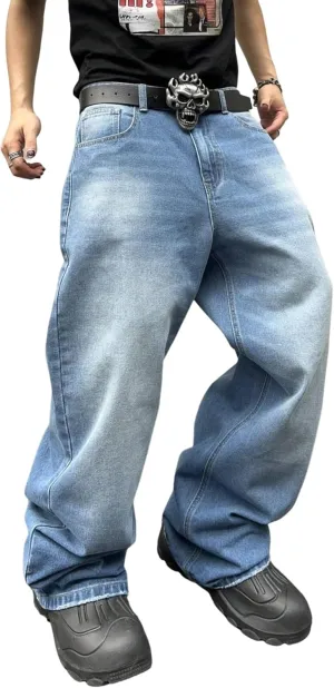 ZAFUL Men‘s Baggy Jeans Low Waist Hip Hop Skater Y2k Denim Pants Vintage Streetwear Trouser