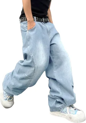 ZAFUL Men‘s Baggy Jeans Low Waist Hip Hop Skater Y2k Denim Pants Vintage Streetwear Trouser