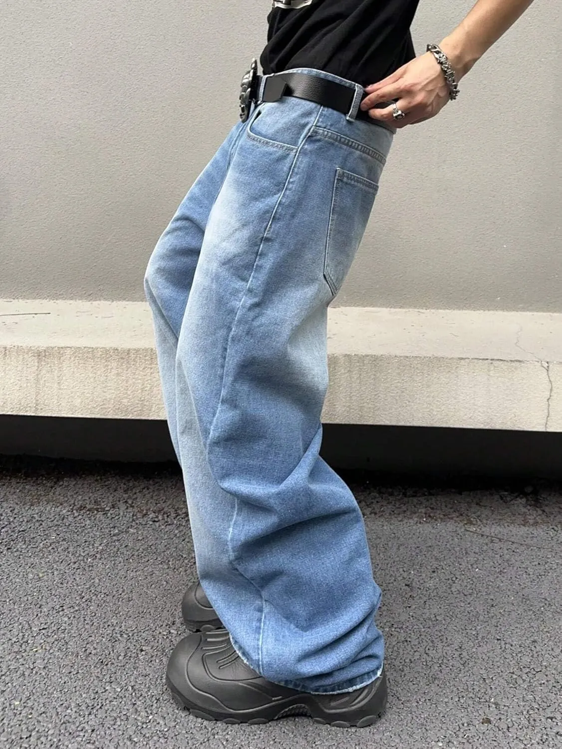 ZAFUL Men‘s Baggy Jeans Low Waist Hip Hop Skater Y2k Denim Pants Vintage Streetwear Trouser