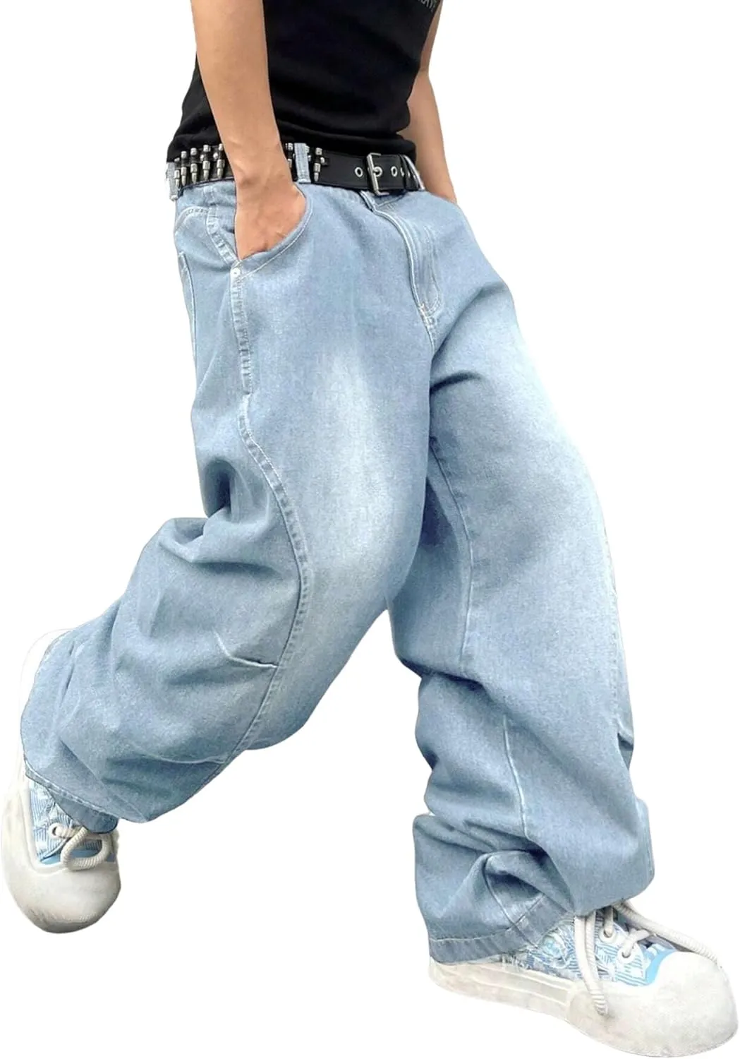ZAFUL Men‘s Baggy Jeans Low Waist Hip Hop Skater Y2k Denim Pants Vintage Streetwear Trouser