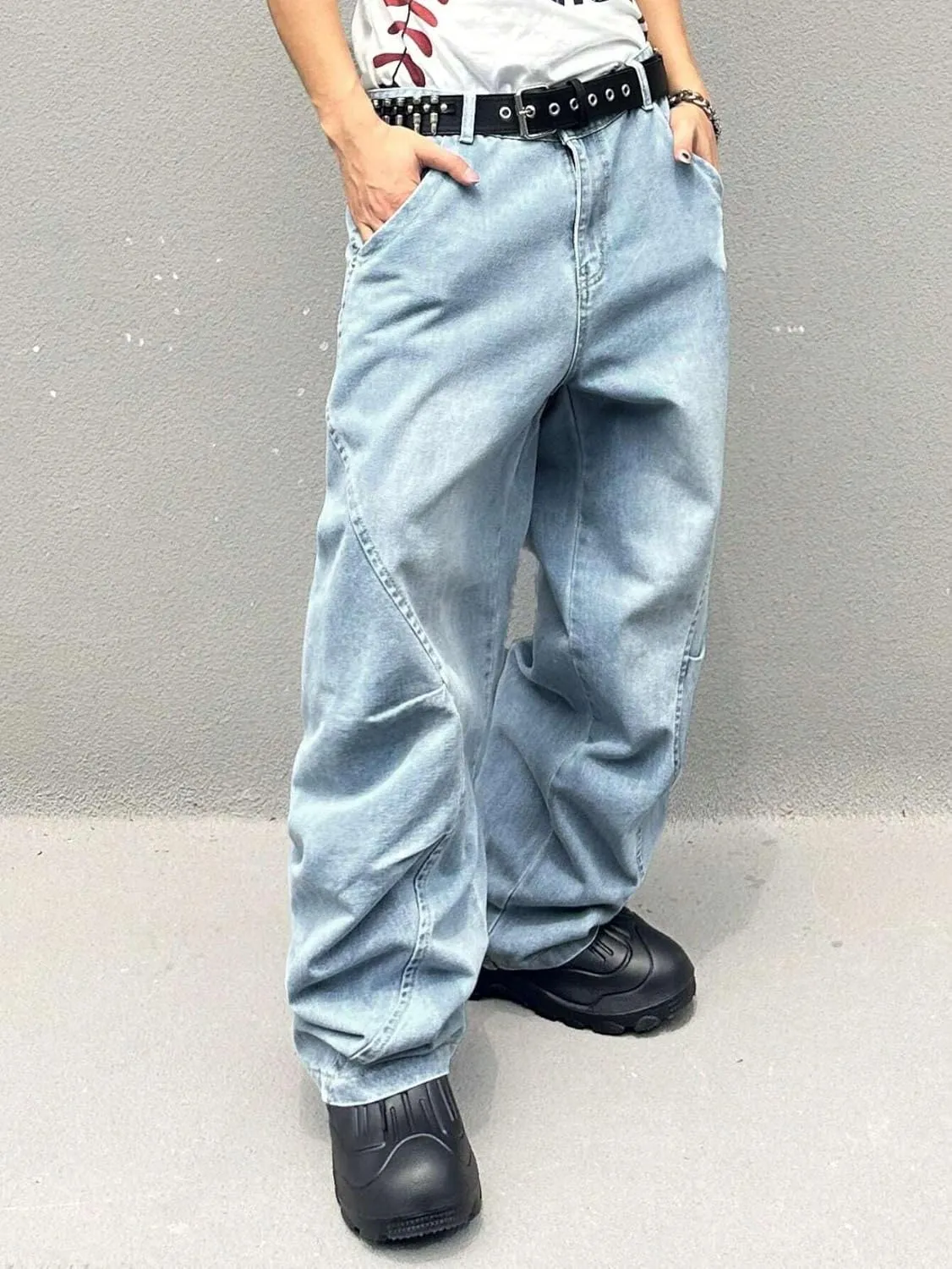 ZAFUL Men‘s Baggy Jeans Low Waist Hip Hop Skater Y2k Denim Pants Vintage Streetwear Trouser